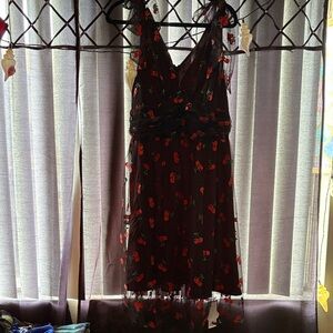 Floral Embroidered Black Dress